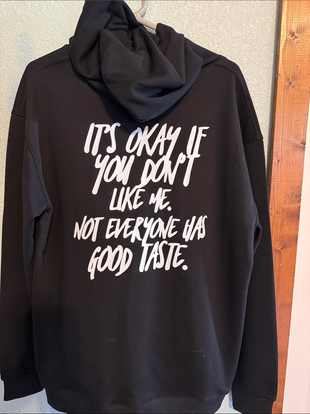 Black Graphic Hoodie with White Slogan Print Never worn